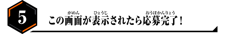 5.この画面が表示されたら応募完了！